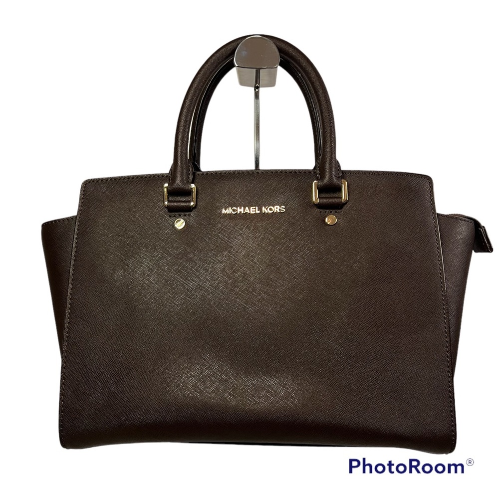 Michael Kors Selma Large Satchel Zip Top in Brown